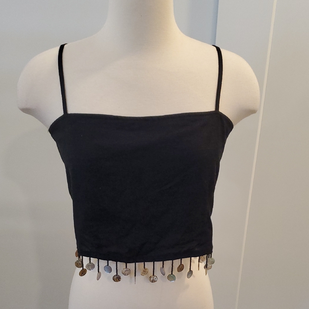 Jason Wu women’s Black Embellished Crop Bandeau Top w/ straps Size 8 like new